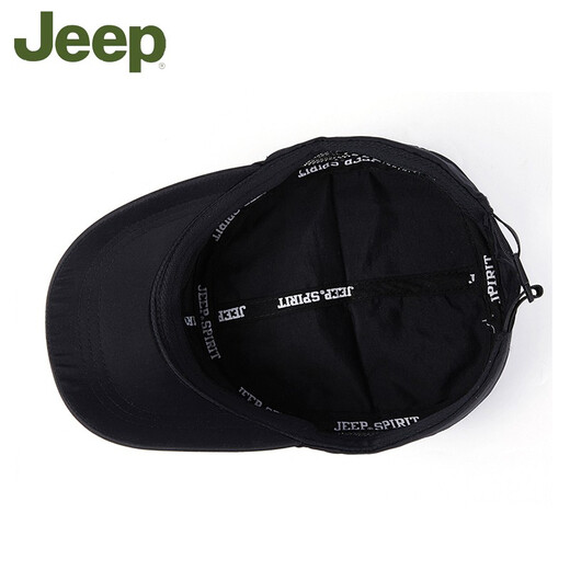 JEEP 吉普帽子男士春季欧美户外休闲遮阳帽平顶网帽钓鱼帽速干帽防晒网眼透气夏季太阳帽 军绿色 可调节均码
