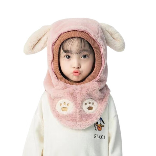 Muchiston children's hat autumn and winter outdoor riding windproof mask for boys and girls, ear protection hood, baby scarf all-in-one hat, beige hat + protective cover, can be worn by 3-8 years old