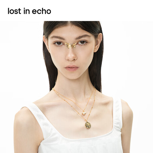 Lost in echo Chinese Valentine's Day gift Yang Zi's same original baroque pearl gold coin necklace set niche light luxury gift gold coin necklace