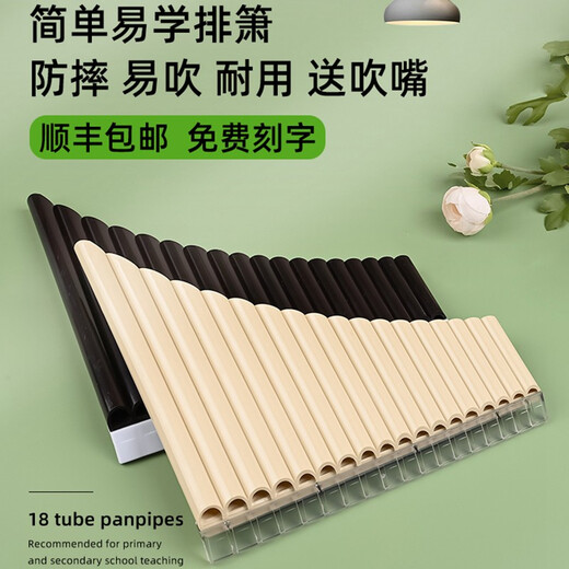 骊歌排箫乐器儿童学生教学专业演奏初学者入门排箫黑白色168管C调 【18管C调】黑色+免费刻字