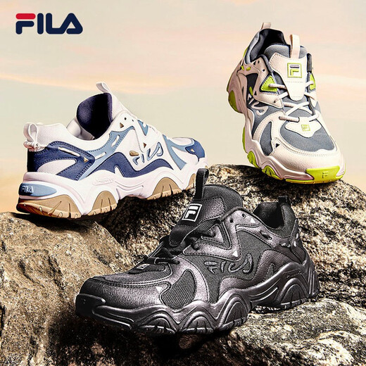 FILA 斐乐猫爪鞋4代男鞋复古老爹鞋时尚休闲运动鞋透气厚底鞋猫爪6 黑-BK （猫爪4） 42