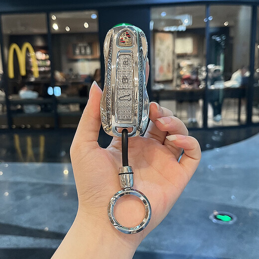 Yibin geeignet für Porsche Key Set New Cayenne 911macan Maca Paramela 718 Schnalle High-End-Schalenbeutel [Leichtes Luxus weiß] + Diamant geflochten