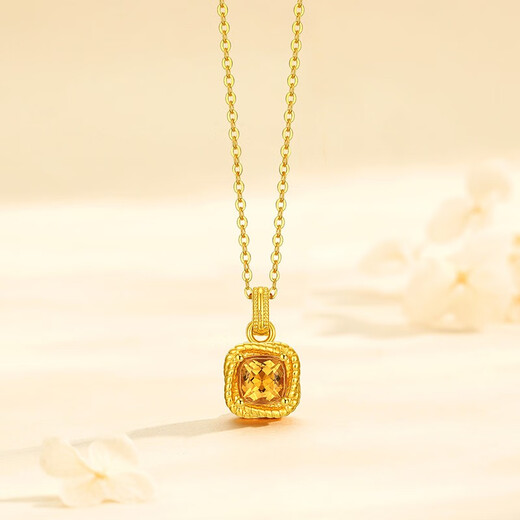 Chao Acer to Jane Sugar Cube Birthstone Crystal Peridot Yellow 18K Gold Pendant for Girlfriend Birthday Gift DX Crystal Style Single Pendant Free Silver Chain