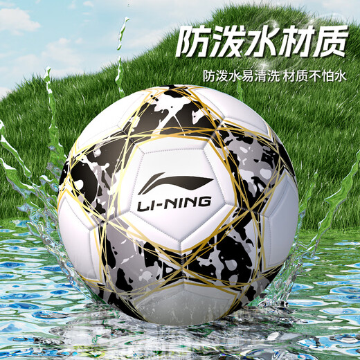 李宁（LI-NING）足球训练比赛用球中考专业标准世界杯 儿童青少年学生运动球 4号黑金【TPU机缝】LFQK673-1