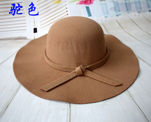 Mo Zilan Britisch Retro Europäer und amerikanischer Wolle im koreanischen Stil koreanischer Stil Dome Wellenkante Top Hut Sonne Frauen große rote Erwachsene Style 57cm