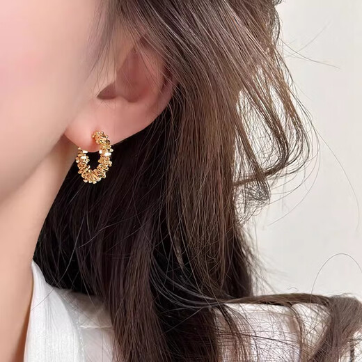 Xinshe 2025 New Broken Silver Earrings Women's Earrings Women's High-Level C-Ring Earrings Cold Style Earrings Studs Earrings A Pair of Broken Silver C-Rings