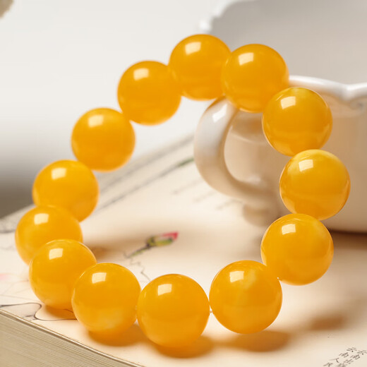 Fat Donglai's same style beeswax bracelets, Russian material, chicken fat yellow, natural old men's raw stone amber, collection 22mm (boys style)