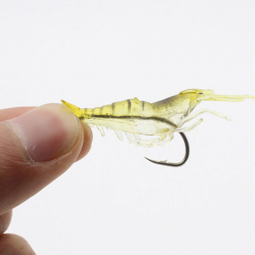 Caizhou fake fishing lure Luya simulation 4cm small grass shrimp luminous hooked shrimp curled mouth bass sea fishing freshwater fake bait soft bait small grass shrimp three-color mix-12 pieces (4 pieces each)