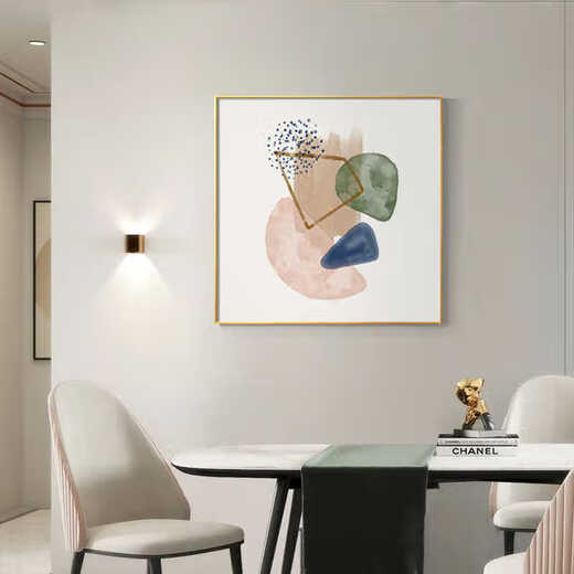 涵轩（HANXUAN）抽象色块小众艺术餐厅装饰画现代简约美容院挂画方形油画客厅壁画 JD15918 40*40