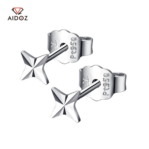 Aido Diamond pt950 platinum earrings for women, fashionable platinum four-pointed star earrings, small earrings, versatile earrings, single weight 0.4-0.5g