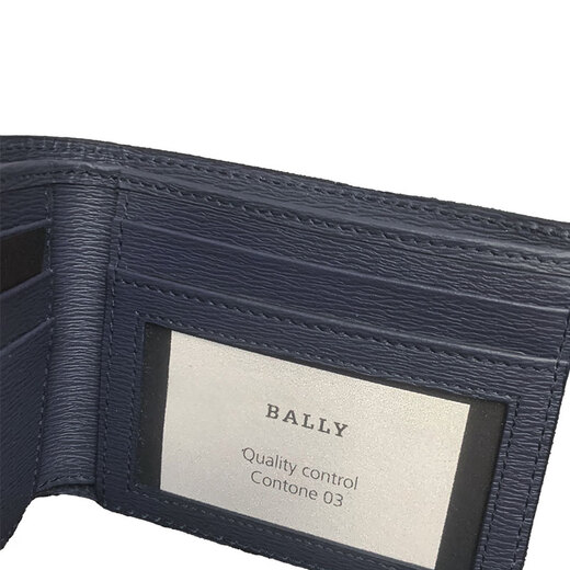 
BALLY men's wallet new cowhide bifold short wallet photo clip card wallet wallet for boyfriend 6305290 dark blue + palladium