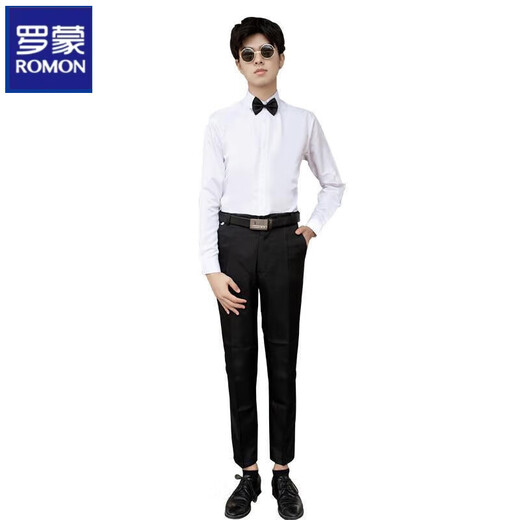 罗蒙（ROMON）伴郎服西式兄弟装男士西装马甲衬衫三件套装结婚礼服兄弟团服夏季 黑马甲+白色 长-袖+黑裤( 领结) M