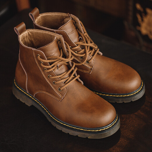 Madden Crazy Horse Leather Martin Boots Мужские осенние ретро -ретро -американские рабочие ботинки коричневый британский стиль Zhongbang повседневные кожаные ботинки Beeswax цвет Madden Work Boots 44 (270 мм)