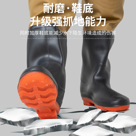 Yudaren Thickened Knee Pads Half-length Double-soled Fishing Rain Pants Men's One-piece Wear-Resistant Waterproof Leather Pants Black Extra Thick (Knee Pads) 120 Silk M (40-41 Shoe Size)