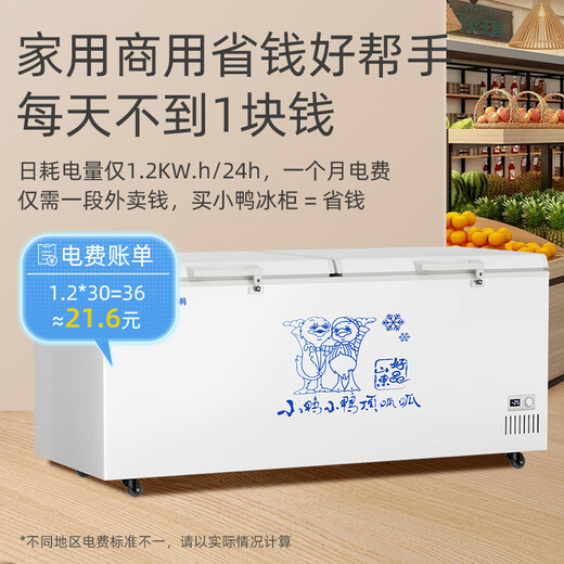 小鸭牌（XIAOYAPAI）【45年老品牌】卧式冰柜商用大容量冷藏冷冻柜家用展示柜雪糕柜全冷冻家用双温速冻【加厚铜管】 728双温数显款丨7D加厚铜管
