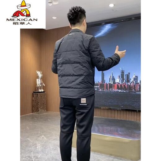 Espantapájaros 9901 Otoño e invierno Camisa delgada de la solapa para hombres Down Jacket Fit Winter Winter Warm Outside Wear Fashion Fashion Khaki L (115jin [Jin iguala 0.5 kg] o menos