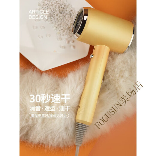 FOCUSUN hair dryer, high-power hair dryer for hair salons, household strong wind, quiet bass, negative ions that do not hurt your hair, hair dryer, barber shop blue light hair dryer, constant temperature, blue light negative ions (starry sky gray)