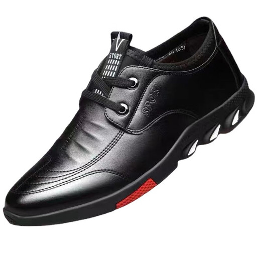Leather shoes, men's business casual shoes, formal shoes, lazy shoes, comfortable daily breathable soft-soled driving shoes, work leather shoes, black 41
