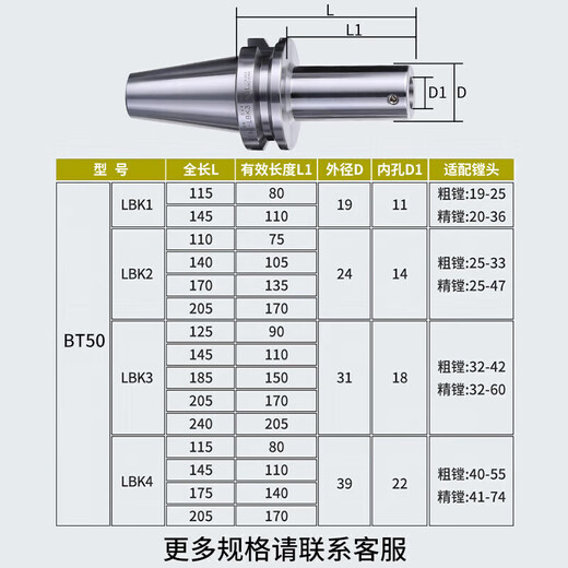 Jingxinda LBK Bowing Head Connection-Handle BT50-LBK-100/700L Bohrung Griff LBK1/K2/K3/K5/K6 BT50LBK1105 Innenloch Durchmesser 11 Außendurchmesser 19 Länge 19 Länge
