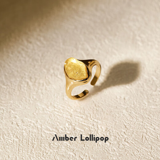 Amber Lollipop Wang Yuwen's same style amethyst ring women's open index finger ring anniversary birthday gift for girlfriend and wife yellow (liuguangzhijing series)