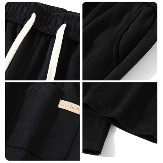 Lomon Casual Pants Men's 2025 Autumn New Versatile Trend Drape Loose Straight Plus Velvet Sports Wide Leg Long Pants Men 926 Black XL
