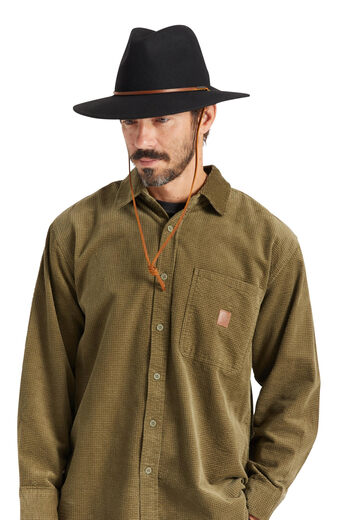 BRIXTON outdoor wool felt hat 9cm wide brim adjustable unisex classic black//white Large