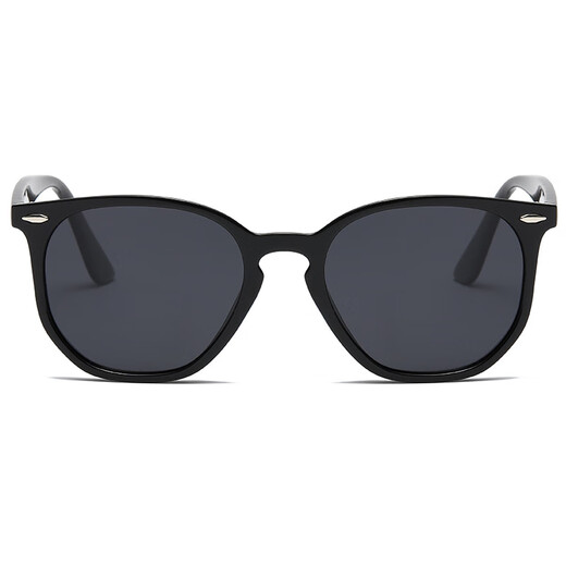 Neue runde Retro -Sonnenbrille Outdoor Mode Herrengläser trendy Fahren polarisierte Sonnenbrille Schwarze Rahmen schwarze graue Stücke 50 Mund 12137