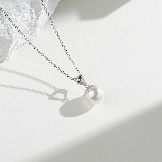 Tahiti akoya pearl pendant 18K gold round highlight seawater pearl necklace necklace akoya 8.5-9mm +925 silver chain