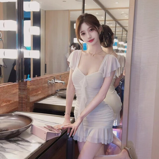 Yi Jingxuan (Yijingxuan) Arbeitskleidung der weiblichen Technikerin sexy Quaste Spliced ​​Ruffled Ränder, damit es schlank und niedrig geschnittenes Netzkleid für Frauen Summer Nightclub Hauptbild L.