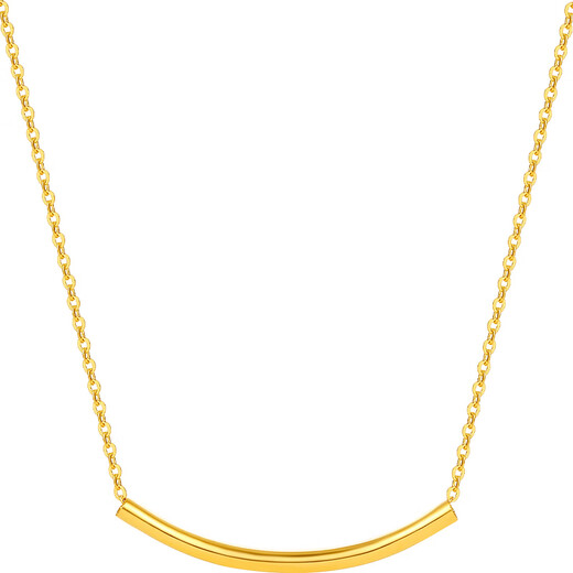 Saturday Fu 5G craftsmanship gold necklace women's smile bright pendant price A069740 about 2.71g 40+5cm gift