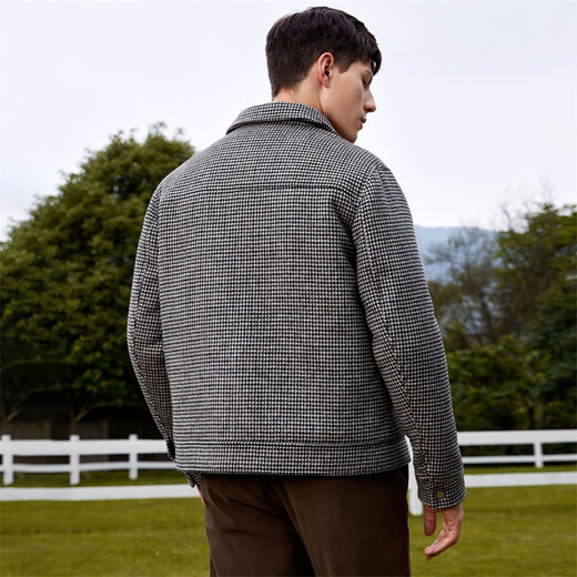 Dance with wolves [wool] jacket male winter fashionable bird grid coat men's down jacket 003 gray 175