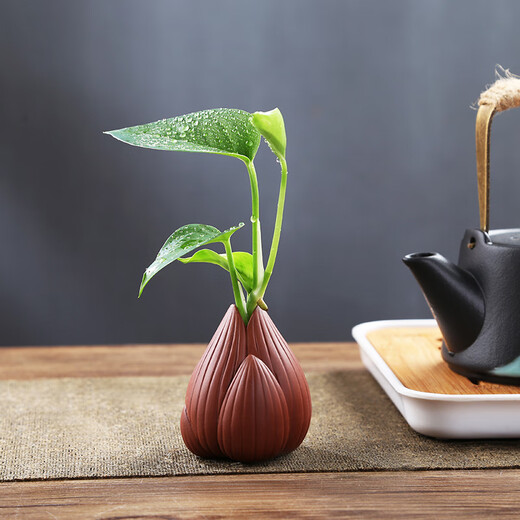 Yuxuan Fingertip Small Tea Pet Purple Clay Purple Creative Clay Vase Mini Zen Small Lotus Shape Flower Ornament Fingertip Small Flower Pot Lotus Purple Clay
