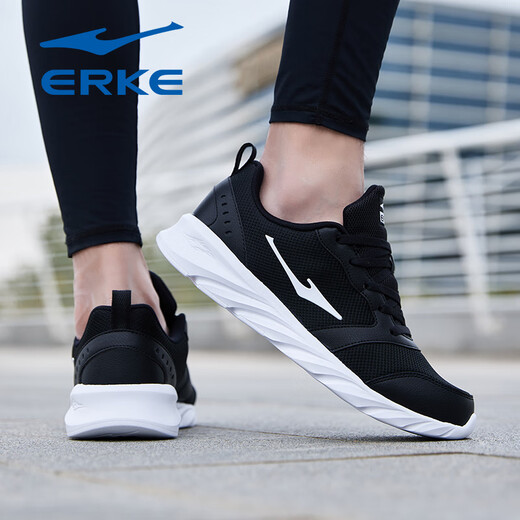 Hongxing Erke 2025 Summer Leder Mesh Sports Laufschuhe Neue offizielle weiche Sohle Leichte Männer vielseitige und resistente Freizeitschuhe. Black-3291 (Federleder-Netz) 42