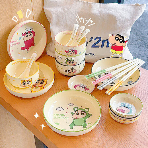 Xulin Deutsche Qualität Kinderlöffel 6-12 Jahre alte Keramik Buntstift Shin-chan Tier hochwertig süßer kleiner Löffel essen Keramiklöffel Krokodilpulver