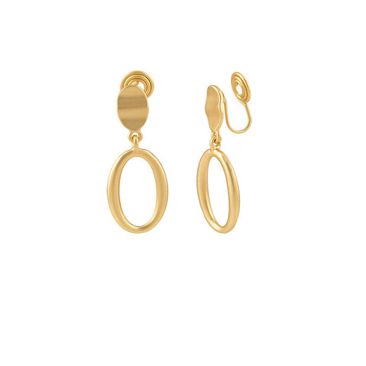 Sili's simple temperament, cold style, matte hollow oval earrings, fashionable daily commuter ear clips, no ear piercings for women [1392] Matte oval ear pin
