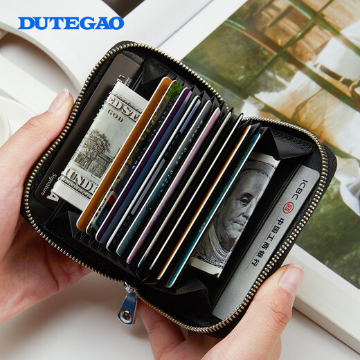 Dutegao Crocodile Pickup Pack Männer-Leder-Multi-Card-Führerschein Leder-Kartuat Hülle integrierter Kartenkoffer BANK KARTE PACK Schwarz Q62011753-71A1