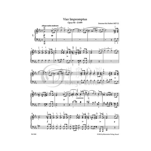 
Schubert improvisation op90 D899 op.post142 D935 Piano Solo German Bear Original Imported Score Book Schubert Impromptus BA9648