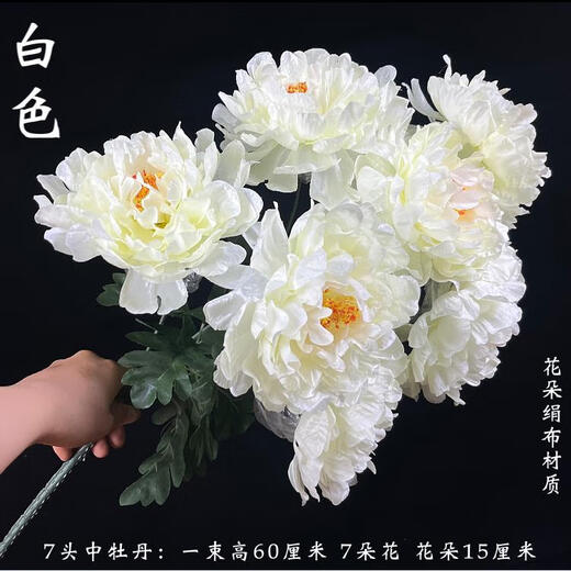 Peony bouquet of flowers for sweeping the tomb. A large bunch of flowers for visiting the tomb during the Qingming Festival. Flowers placed in front of the tomb to worship ancestors. Chrysanthemums and apple blossoms. 7 medium peonies. 1 bouquet of white.