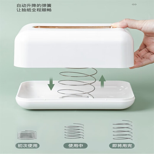 轻奢纸巾盒客厅家用弹簧抽纸盒壁挂式桌面创意餐巾纸盒子收纳 卷云白/遥控器纸巾盒SF1391