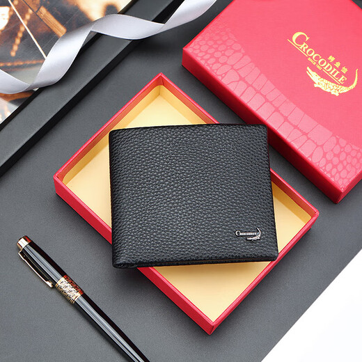 
Crocodile shirt top layer cowhide wallet men's short ticket clip horizontal card bag boy birthday gift for boyfriend HT2169