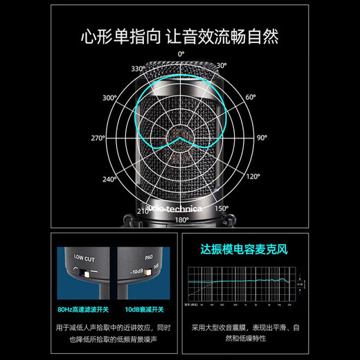 Audio-technica AT2035 condenser microphone recording equipment set audiobook recording professional studio dubbing anchor live broadcast full set of computer karaoke external sound card radio microphone with Yamaha UR12 sound card audiobook recording recommended