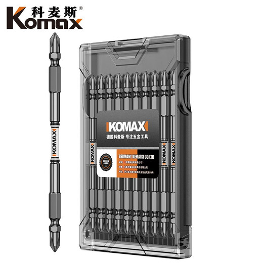 Komax cross bit strong magnetic anti-slip high hardness electric screwdriver tool bit hand drill hexagonal set bit D2 series 65mm square head 10 pieces in box