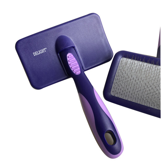 Delight's Ship's Notes Double Purple Star Pet Needle Comb Cat and Dog Hair Comb Teddy Open Knot Bichon Fluffy Hair Removal Comb Double Purple Star-Soft Needle-Small (7.5*5.2cm)