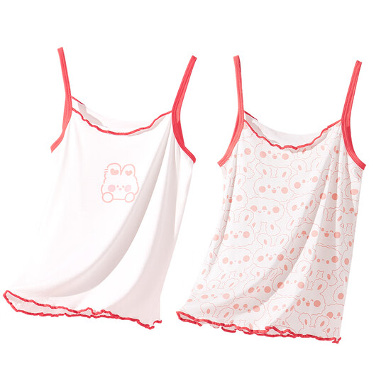 Langsha Children's Vest Girl Summer Mode Modal Girl Base Shirt Suspender Two-Piece Rose Rabbit 120