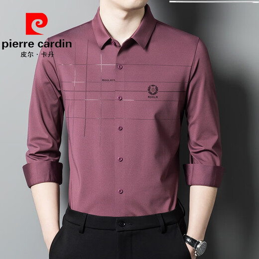 
Pier Cardin men's pink shirt long sleeve spring and autumn groom wedding dress happy father-in-law knitted 6627 red M 165[110Jin[Jin equals 0.5 kg]]