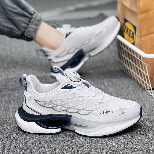 
Caotu (CAOTU) men's shoes spring and summer breathable sports and casual men's trendy shoes men's mesh shock-absorbing running shoes men's thick-soled dad shoes men 9888 white lan [mesh style] 40 standard code