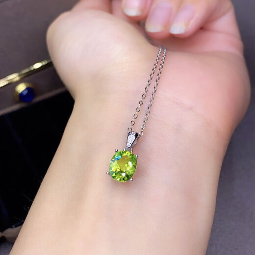 Fat Donglai's same style peridot pendant sterling silver plated 18lKl gold l support female raw stone crystal jewelry colored jewelry peridot