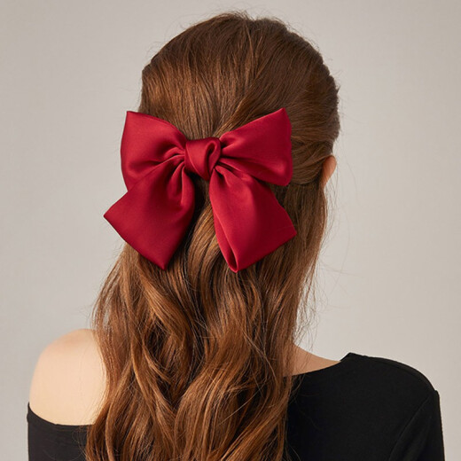 Fantail Fish Red Big Bow Tiara Hair Clip Back of Head Hair Clip Hair Accessory Girl Top Clip Small Fragrance Spring Clip Black [Model Wear Model] Spring Clip