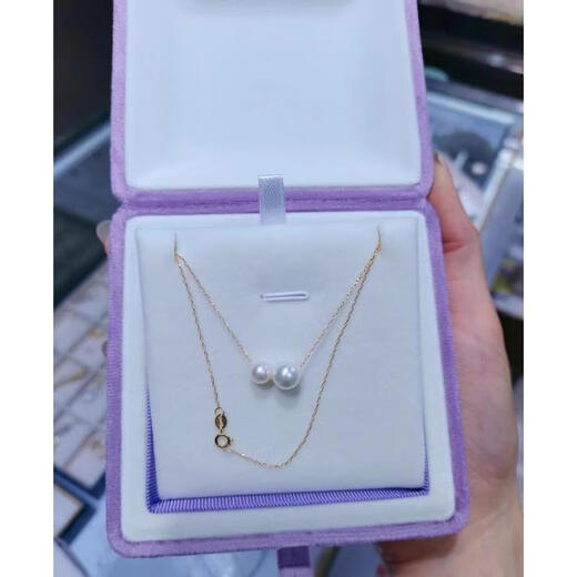 Dushen Freshwater Pearl Mother-and-child Necklace Double Bead Passepartout True Circle S925 Silver Necklace Exquisite and Versatile Temperament Freshwater Pearl