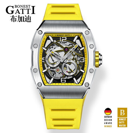 
BONEST GATTI German watch men's mechanical watch barrel type fully automatic men's watch Valentine's Day birthday gift silver green BG9903-A4